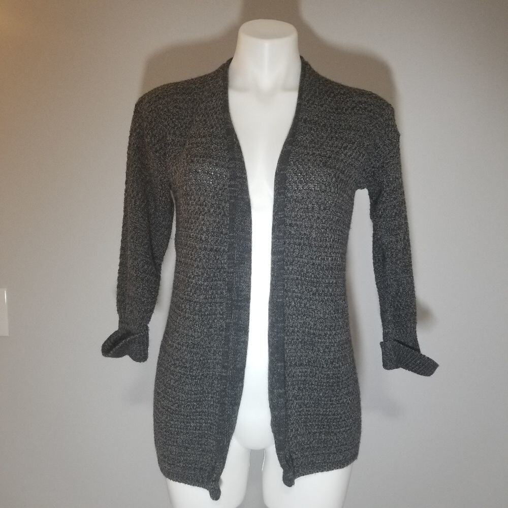 Boohoo Grey Open Front Cardigan Sweater Size M/L 3/4 Sleeve Soft Knit
